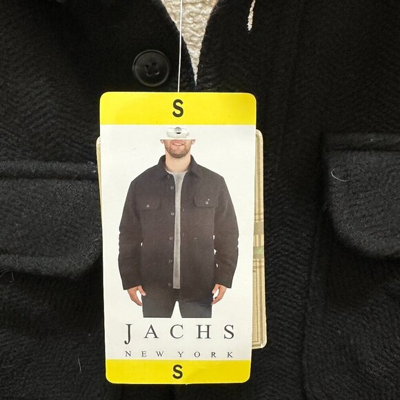 New Jachs New York Wool Blend Jacket Men's Size S Black Sherpa Lined Ragged - Picture 6 of 15